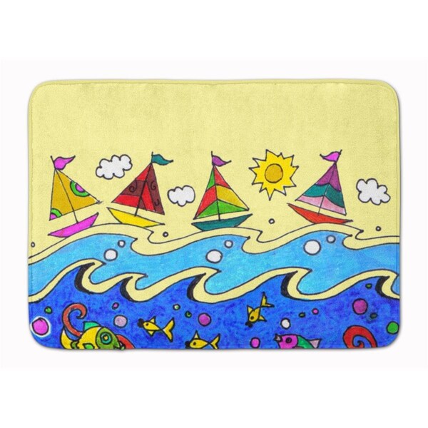 Carolines Treasures Summer Sail Away Sailboats Machine Washable Memory Foam Mat PJC1105RUG - main